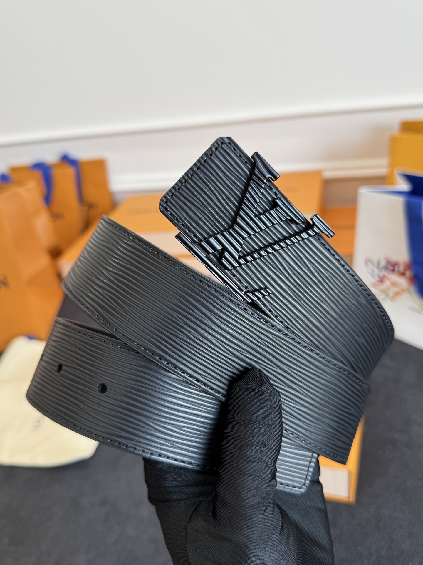 Louis Vuitton LV Initial Epi Leather Belt 40mm Black