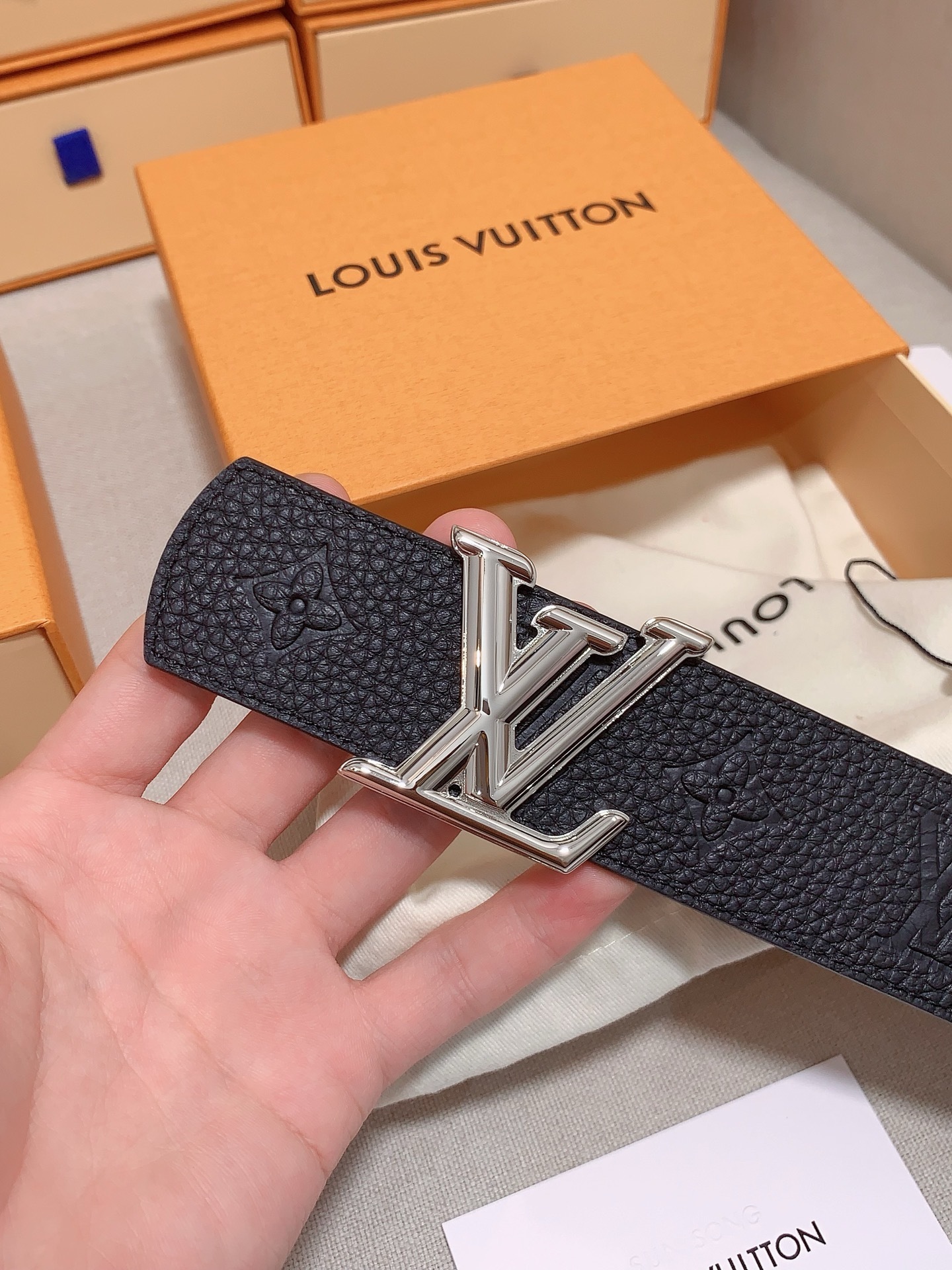 Louis Vuitton LV Initiales 40mm Black Monogram Leather Men's Belt