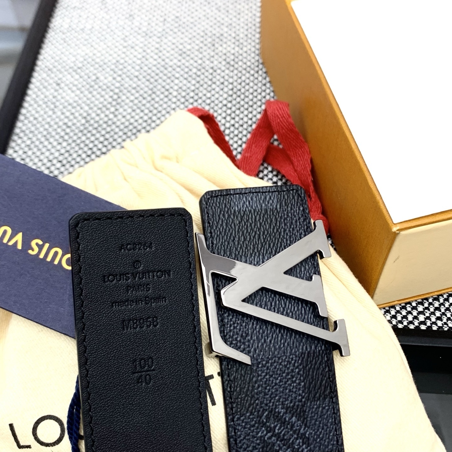 Louis Vuitton LV Initiales Belt Damier Graphite Silver Buckle