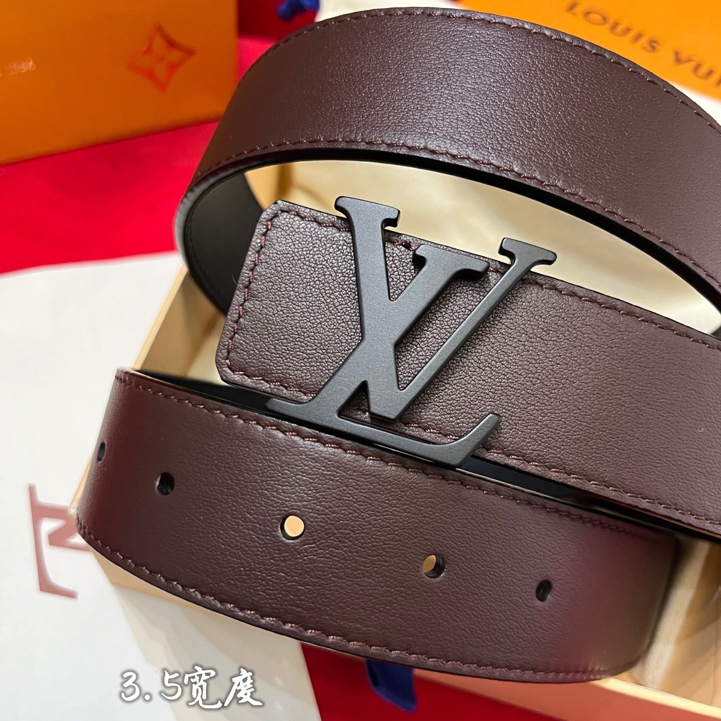 Louis Vuitton LV Initiales 35mm Belt - Brown Leather Silver Buckle