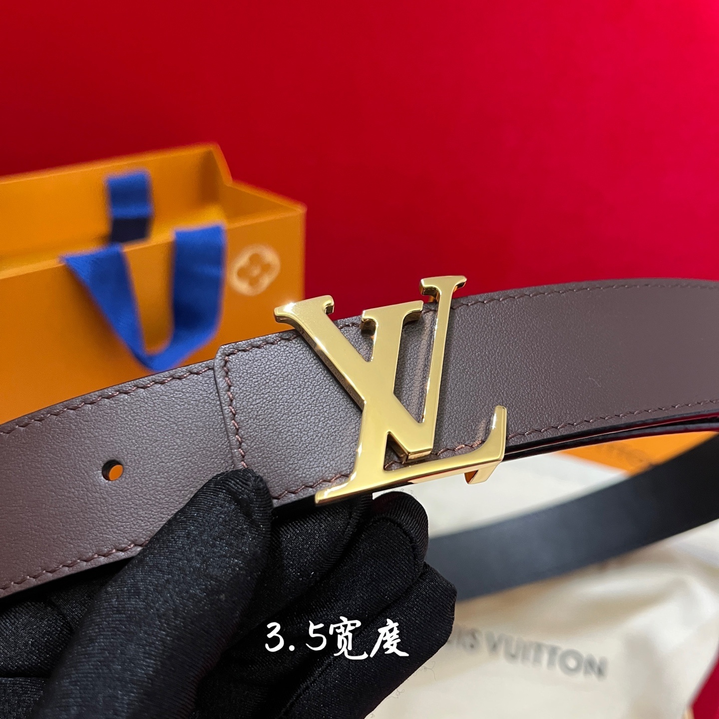 Louis Vuitton Men's LV Initial 35mm Brown Leather Belt - Gold Buckle