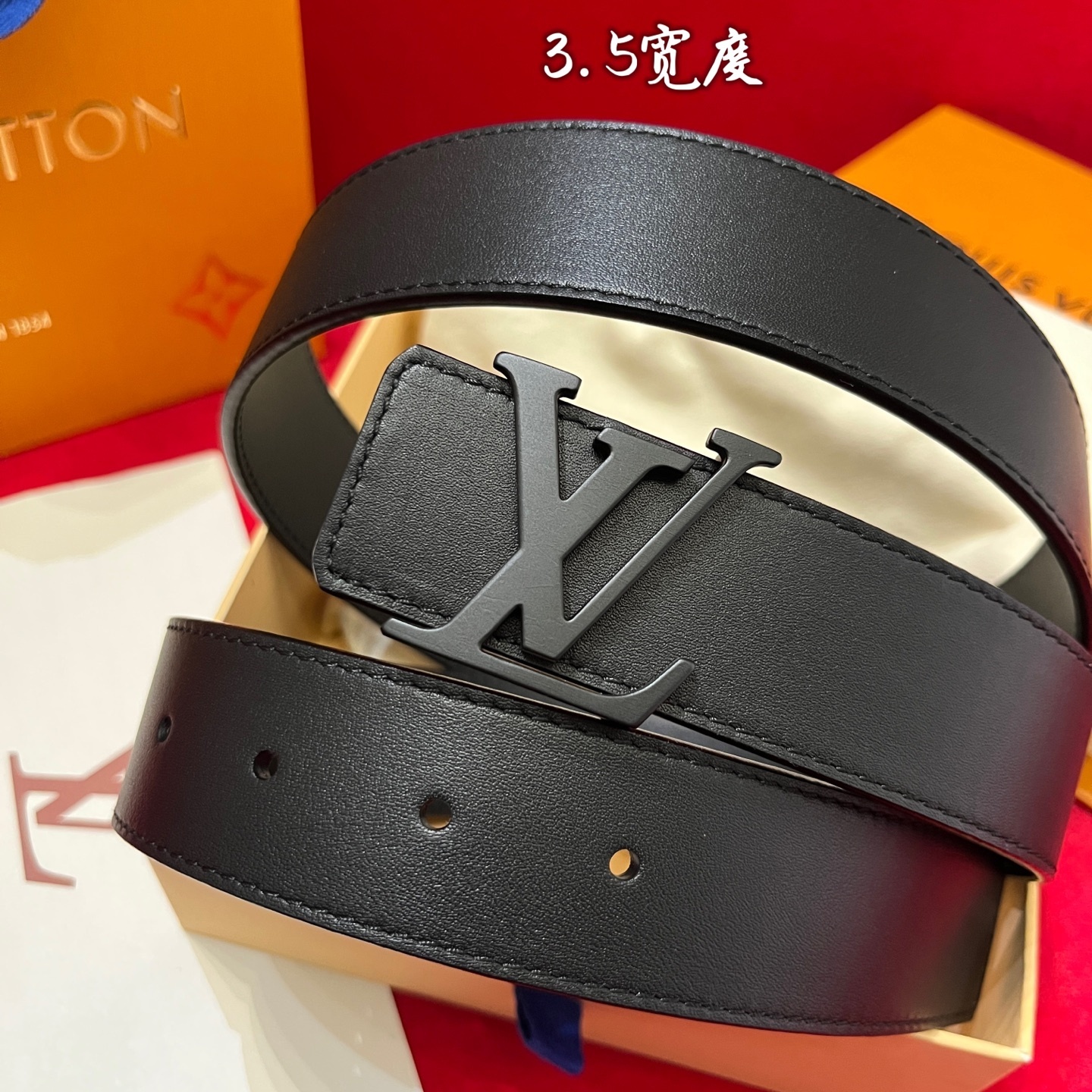 Louis Vuitton LV Initiales Matte Black Leather Belt 3.5cm Width