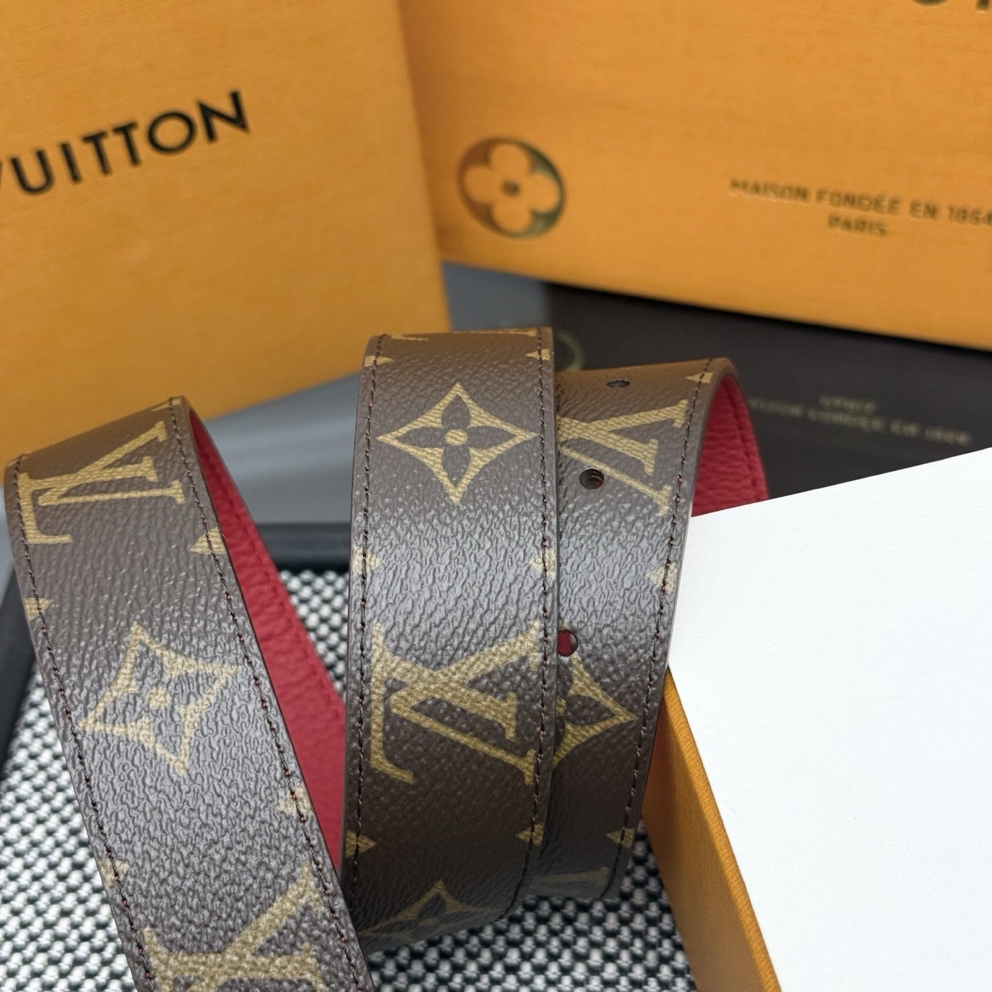 Louis Vuitton Monogram Canvas Belt with Gold LV Initiales Buckle