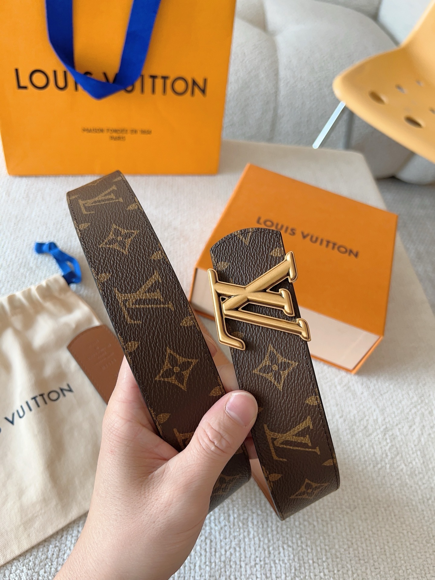 Louis Vuitton LV Initiales 40mm Monogram Canvas Belt - Gold Buckle