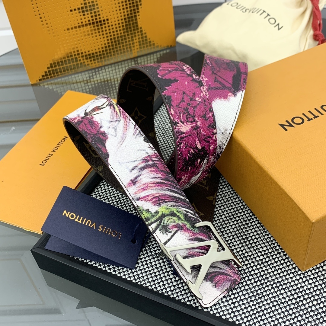 Louis Vuitton LV Initiales Reversible Belt Monogram Canvas Floral