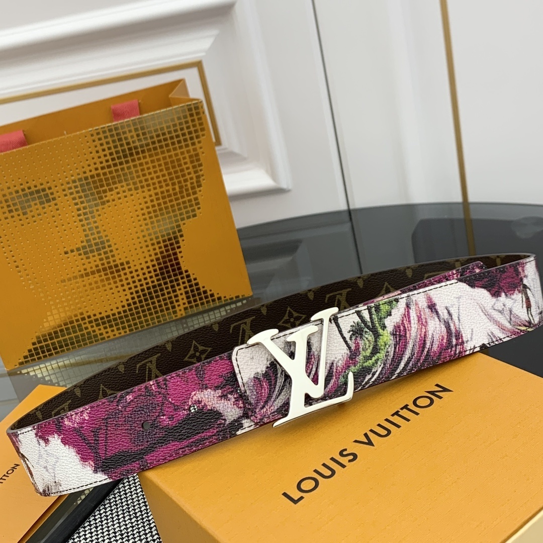 Louis Vuitton Reversible Monogram Belt with Silver LV Buckle