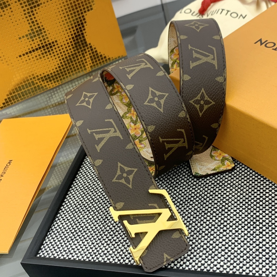Louis Vuitton LV Initiales Monogram Floral Reversible Belt