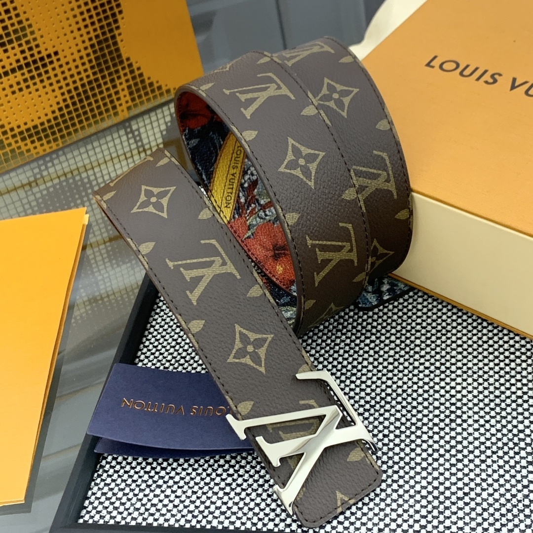 Louis Vuitton LV Initials Reversible Belt Monogram Floral Canvas