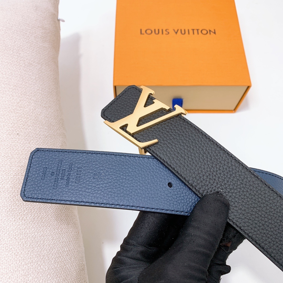Louis Vuitton LV Initial 40mm Reversible Belt Black/Navy Blue