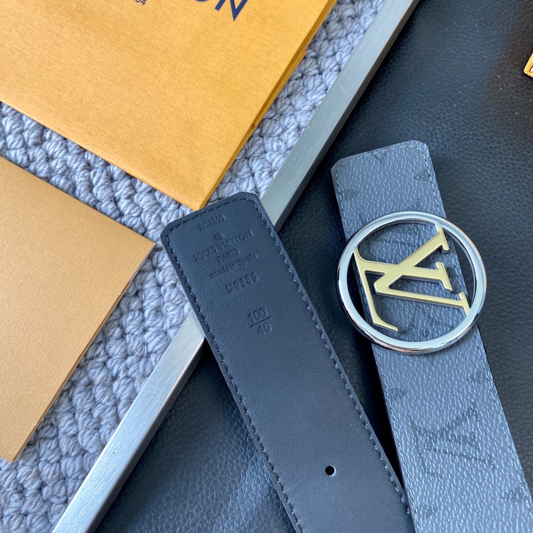 Louis Vuitton Monogram Eclipse Men's Belt with Circle LV Buckle