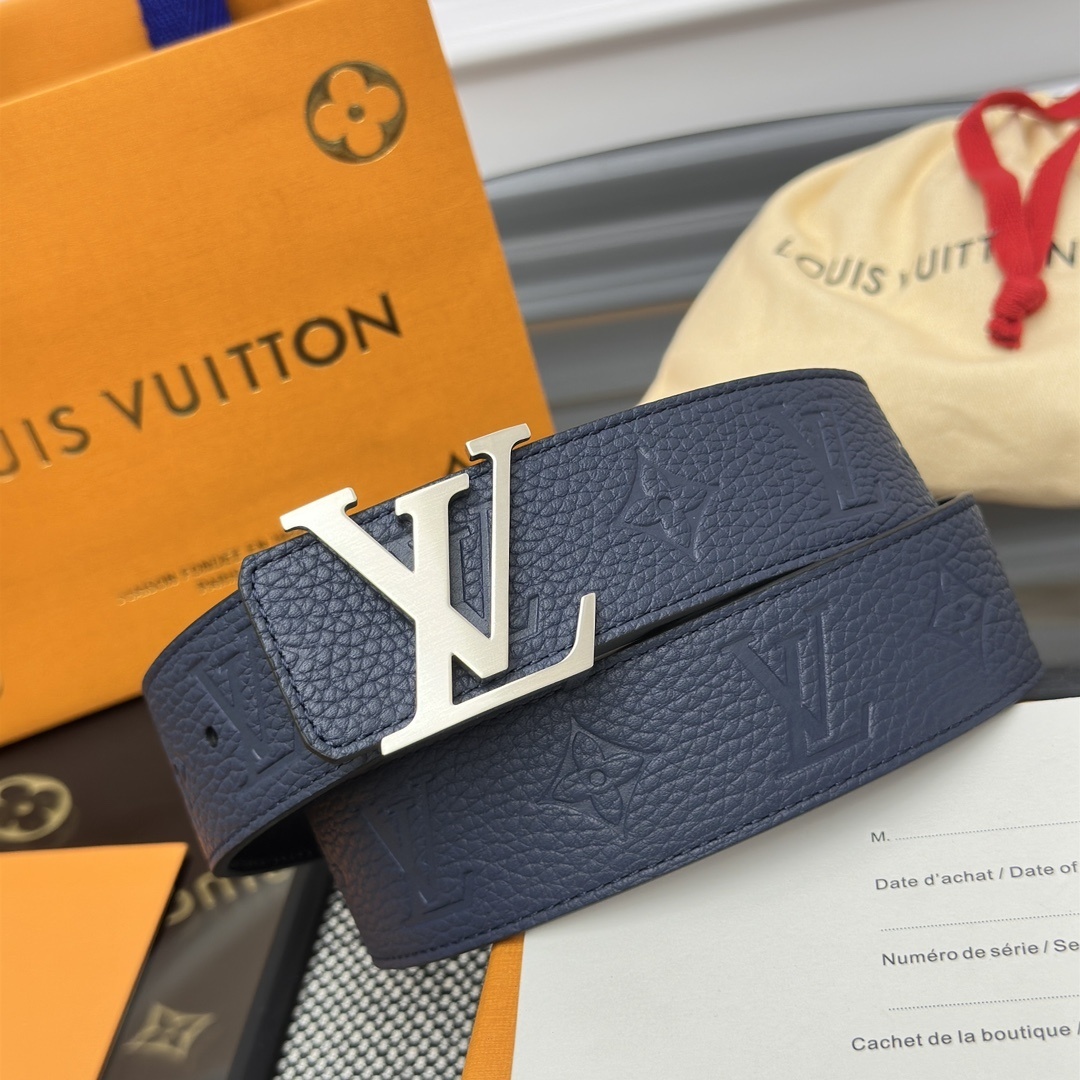 Louis Vuitton Men's Monogram Empreinte Leather Belt - Navy Blue