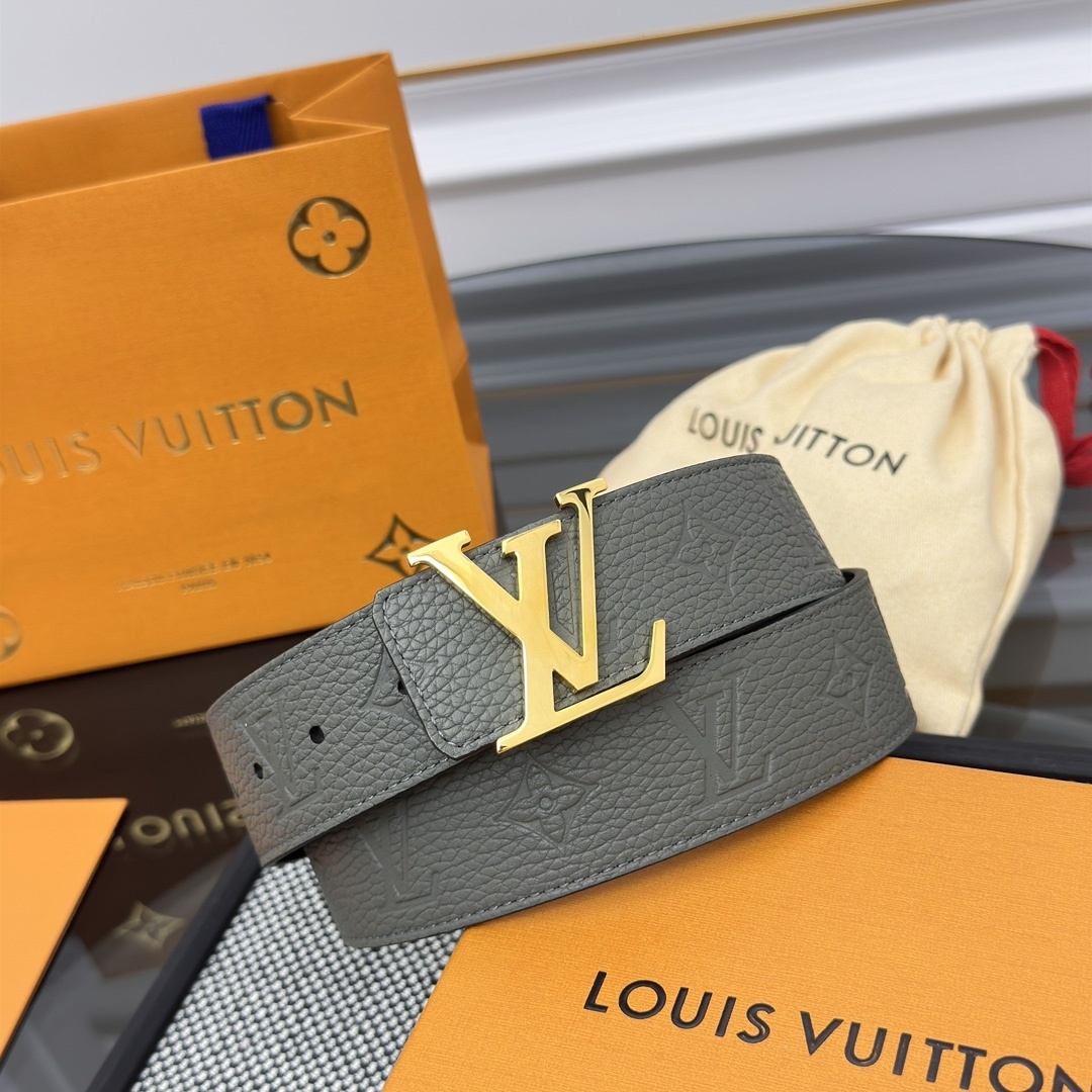 Louis Vuitton LV Initial 40mm Belt Grey Monogram Taurillon Leather