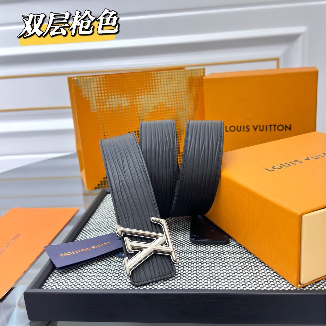 Louis Vuitton Men's Epi Leather Belt - Black Silver Buckle