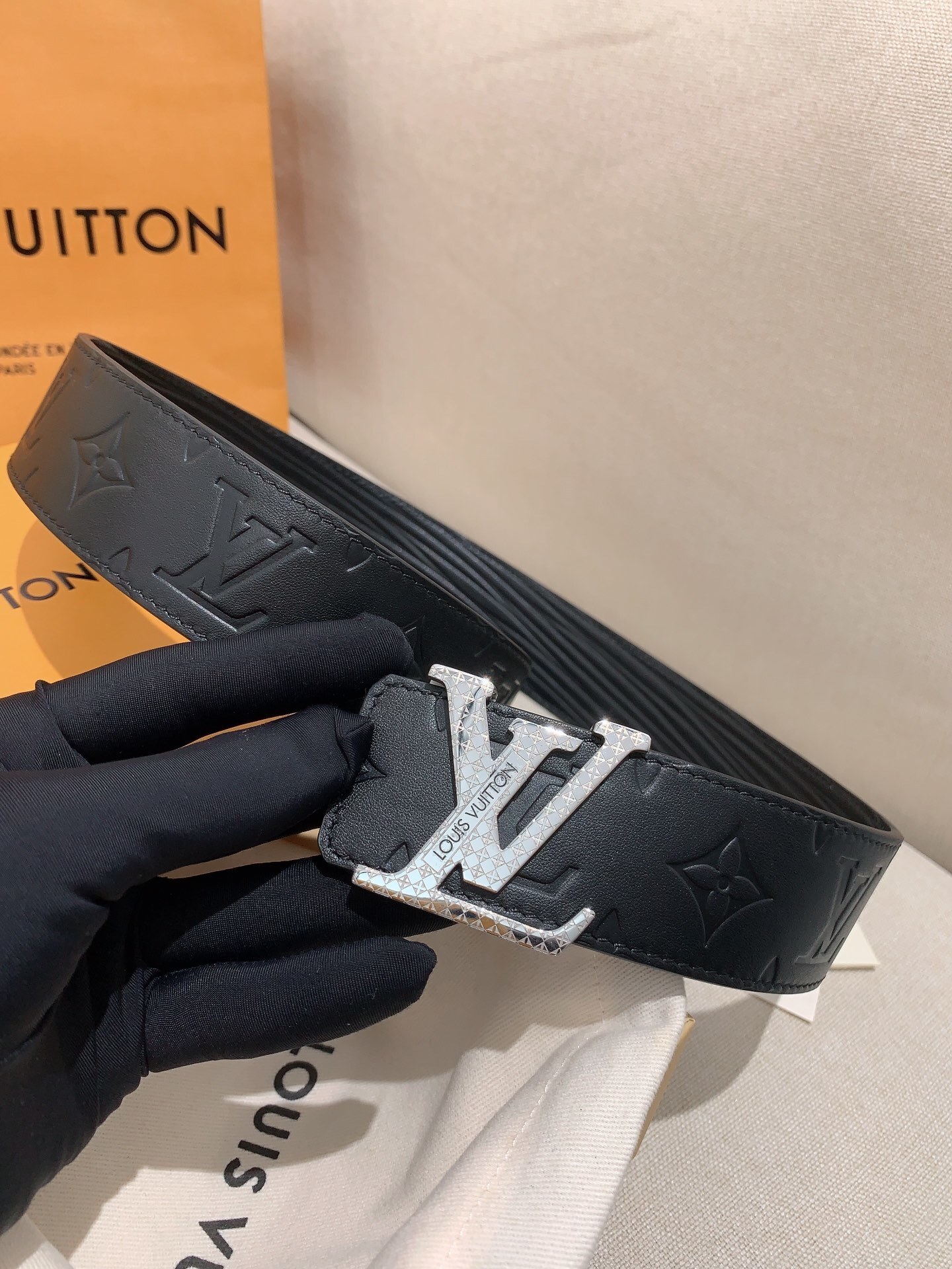 Louis Vuitton LV Initiales 40mm Monogram Shadow Belt - Silver Buckle