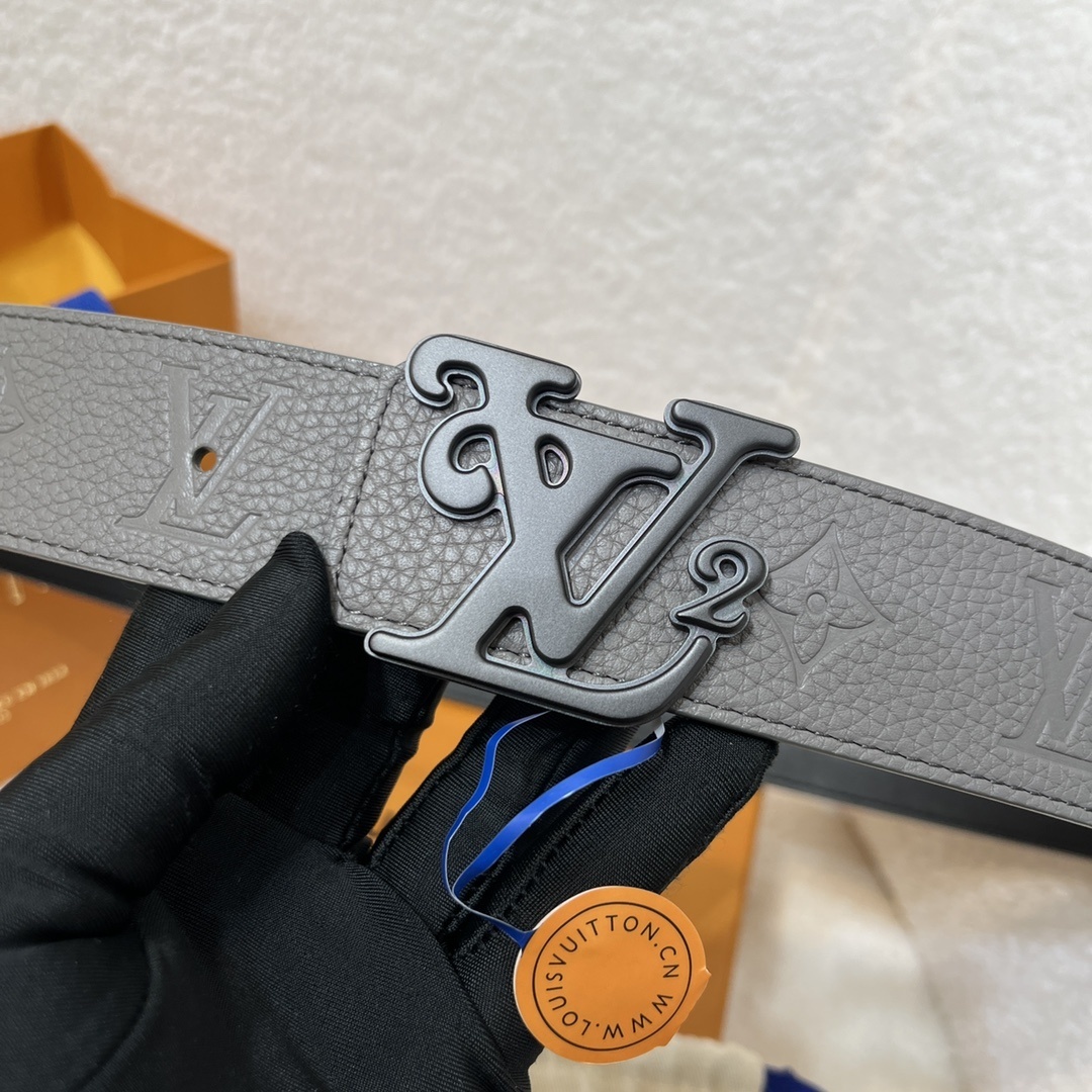 Louis Vuitton x Nigo LV² Grey Monogram Leather Men's Belt