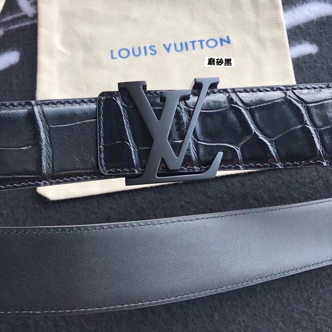 Luxury Men's Black Crocodile Leather Belt - Matte Black Buckle