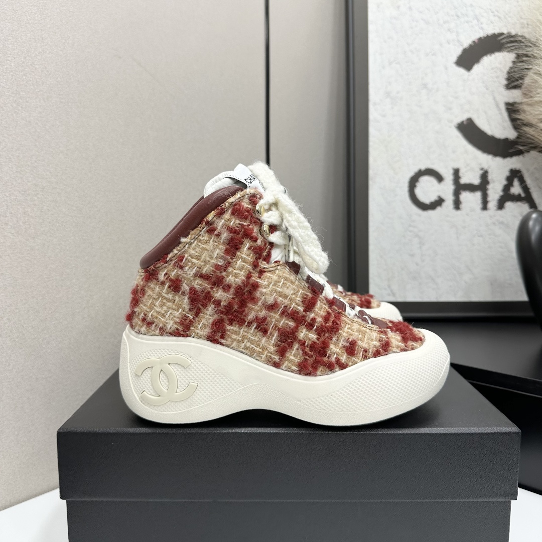Chanel Houndstooth Tweed High-Top Sneakers