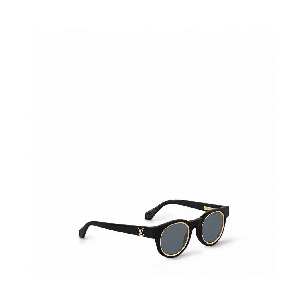Louis Vuitton Black Round Sunglasses – Gold Trim