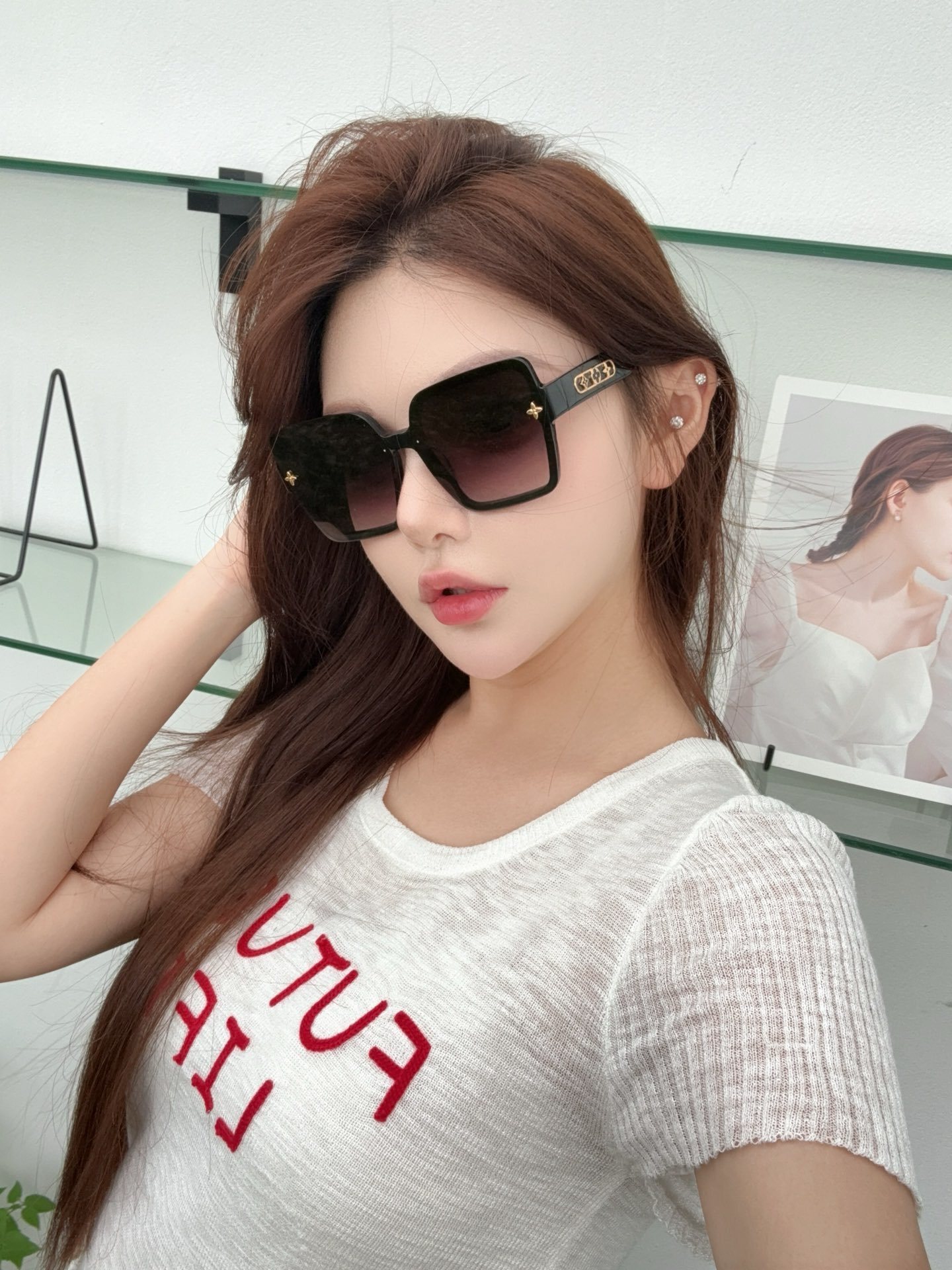 Luxury Oversized Square Sunglasses for Women with Gold Accents