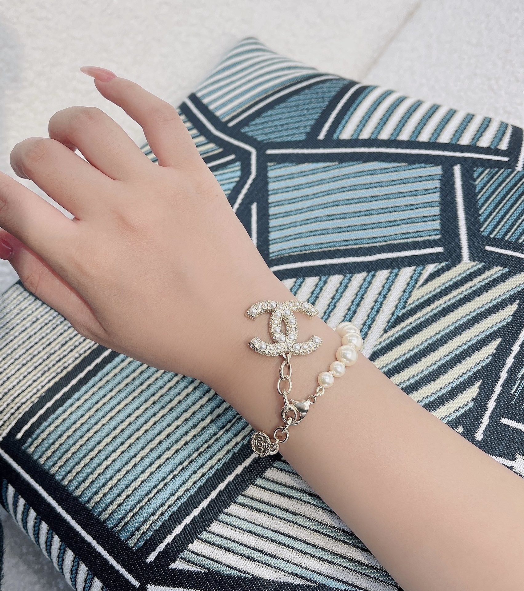Chanel Inspired Pearl & CC Logo Bracelet – Premium Quality