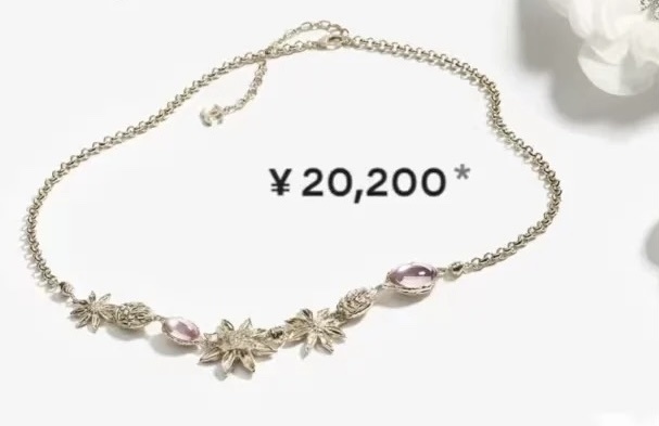 Chanel Silver Flower Pink Stone Necklace – Delicate Elegance