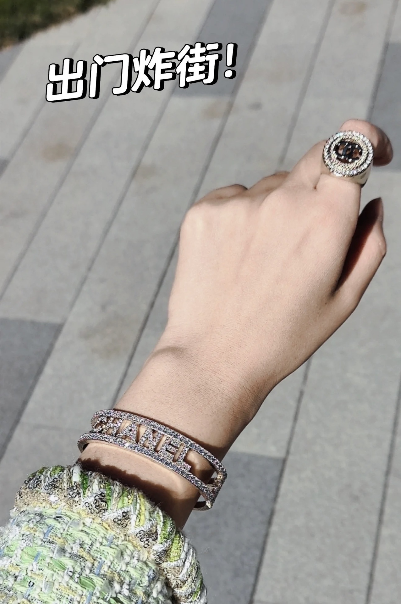 Chanel Crystal CC Logo Ring – Statement Jewelry