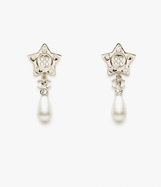 Chanel Star Pearl Drop Earrings – Silver Designer Earrings