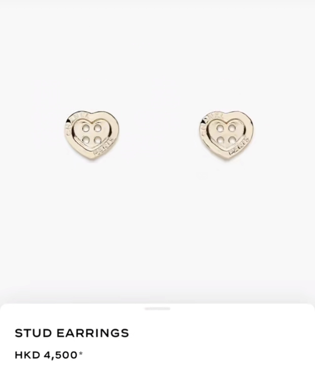 Button Heart Stud Earrings – Designer Inspired Gold Tone