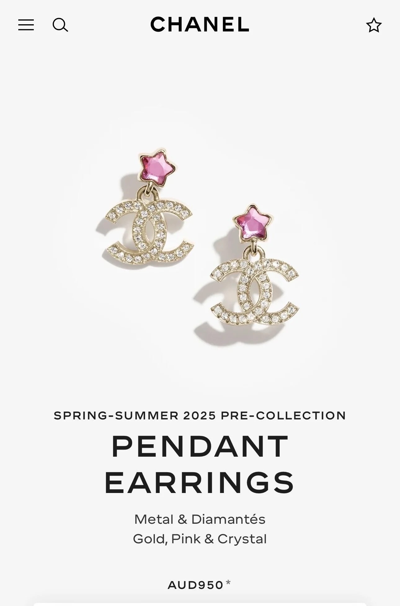 Chanel Gold Pink Star Earrings – Chanel Gold CC Pink Star Drop