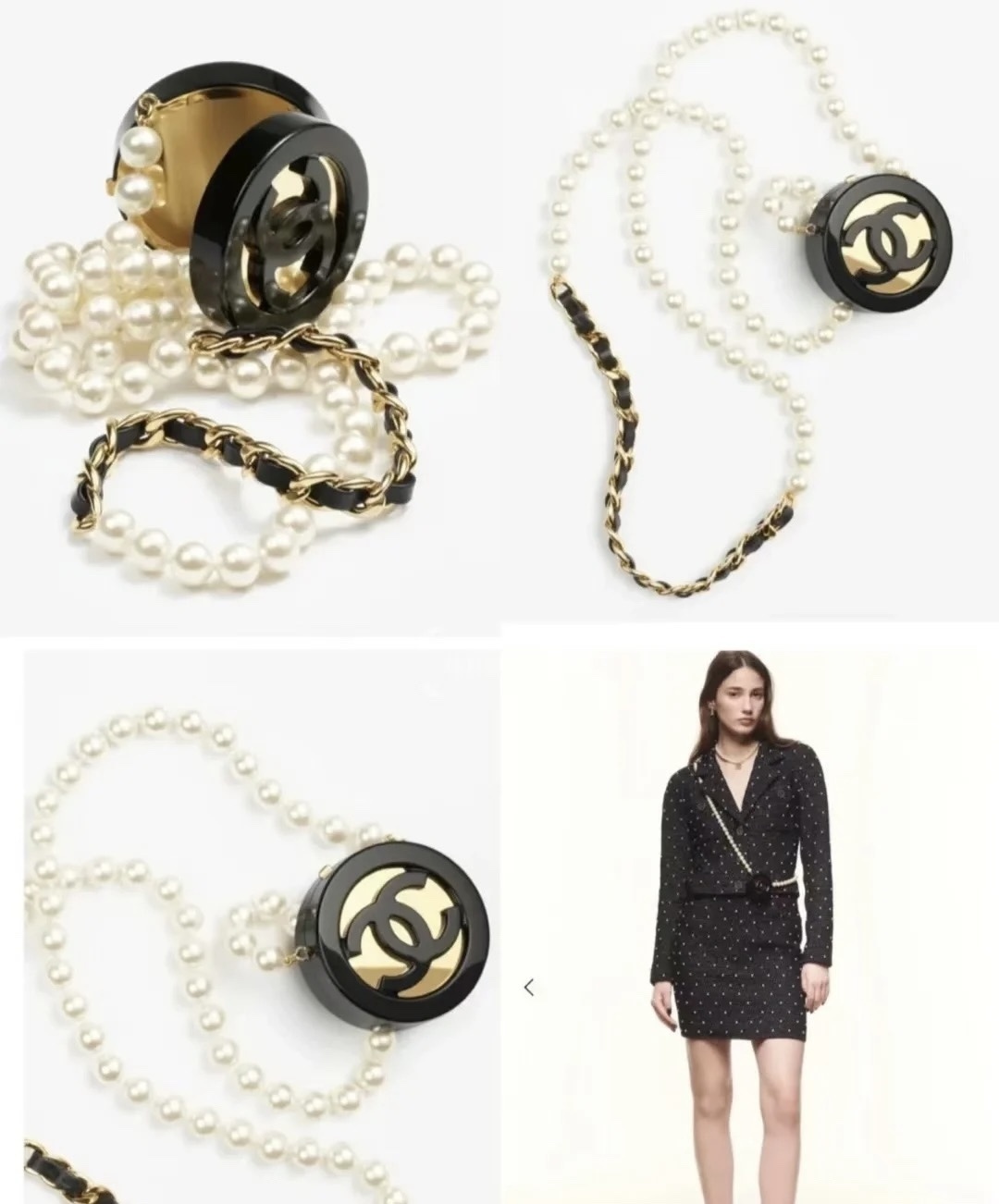 Chanel Black & Pearl Belt Necklace – CC Logo Elegance
