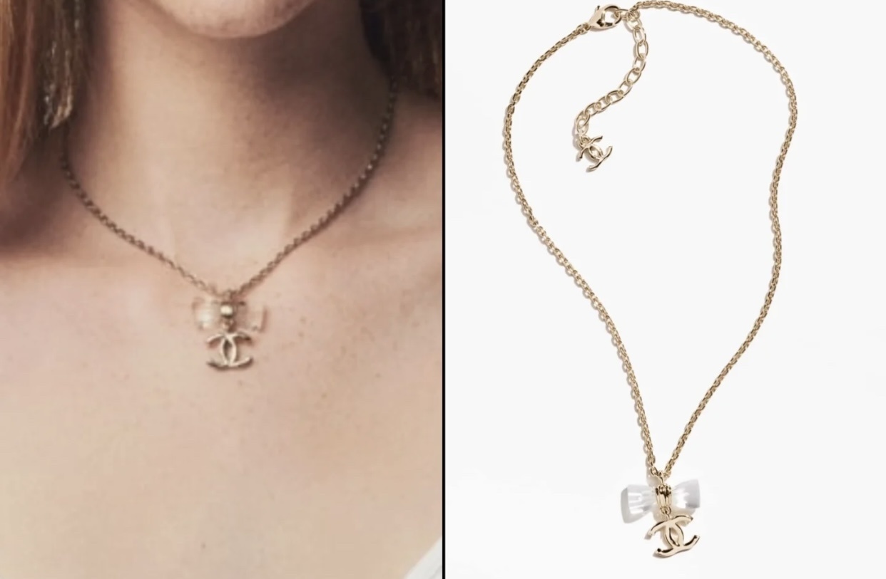 Chanel Gold CC Ribbon Necklace – Chanel Gold CC Ribbon Pendant