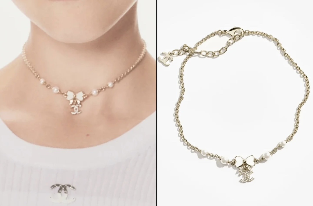 Chanel Gold Bow Pearl Choker – Elegant Women’s Necklace