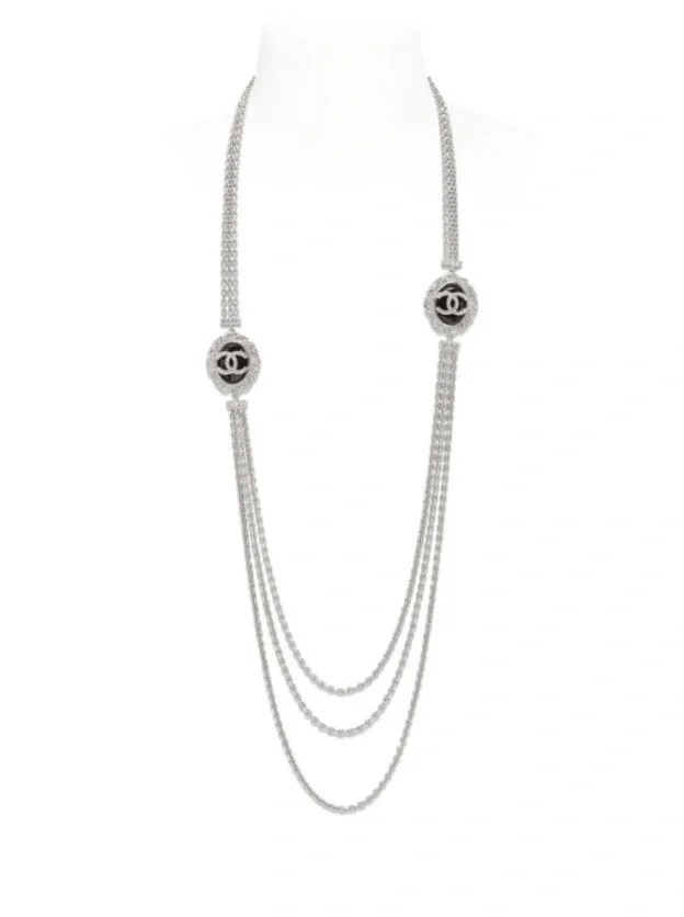 Chanel Silver Multi-Strand CC Necklace – Long Pendant