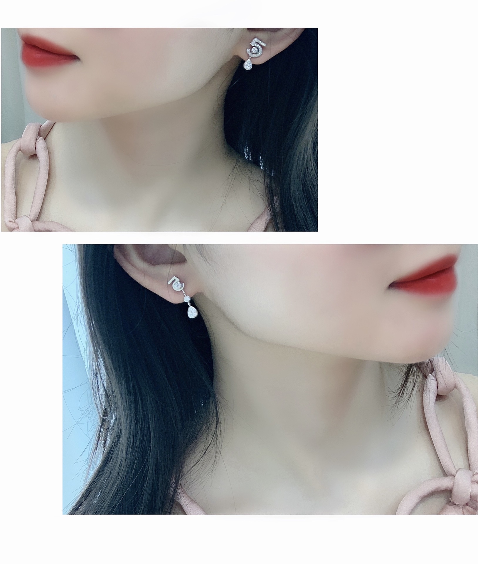 Chanel Silver Rose Drop Earrings – Designer Dangle Style