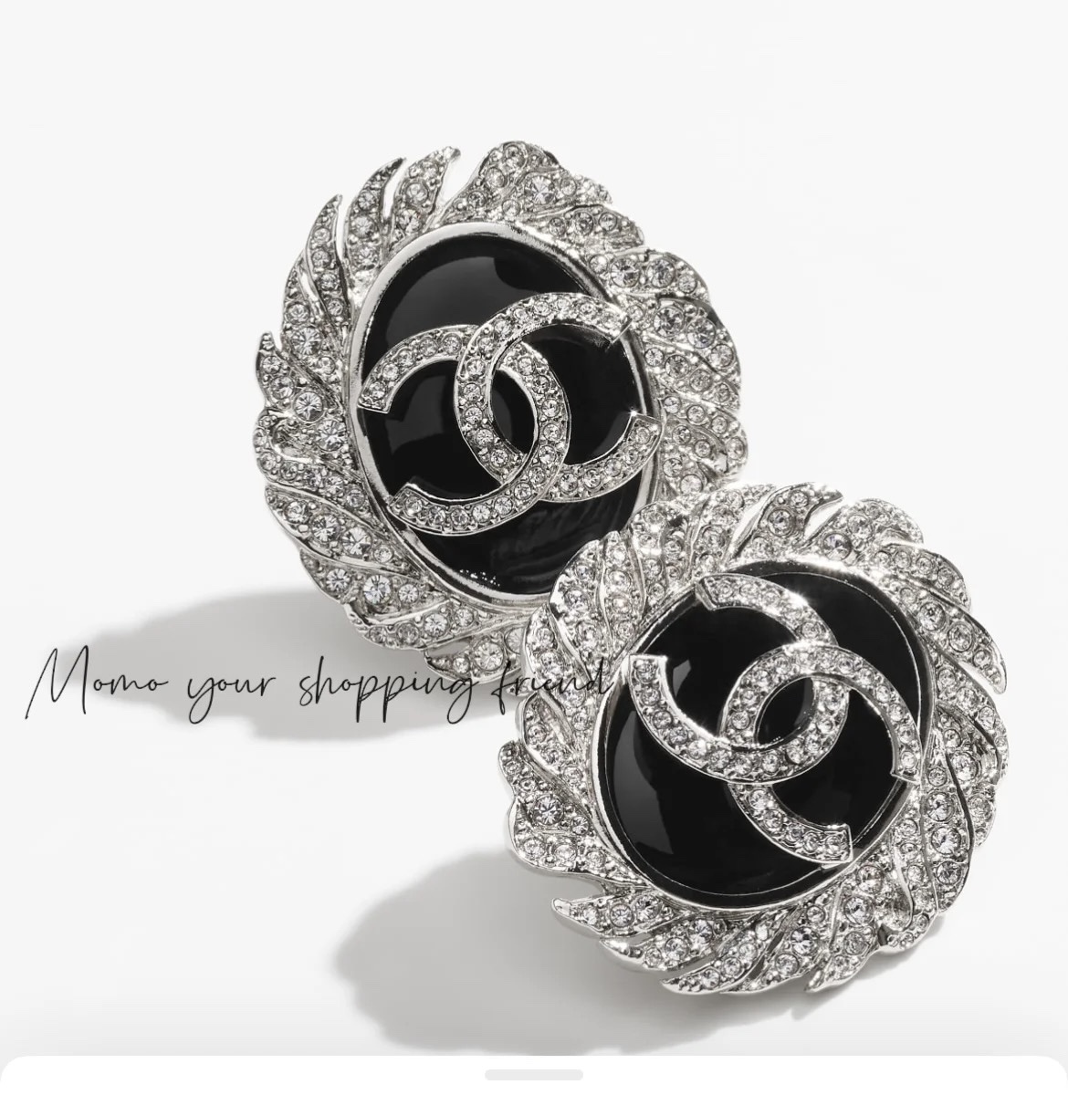 Chanel Silver Black Crystal Earrings – Chanel Silver & Black Crystal