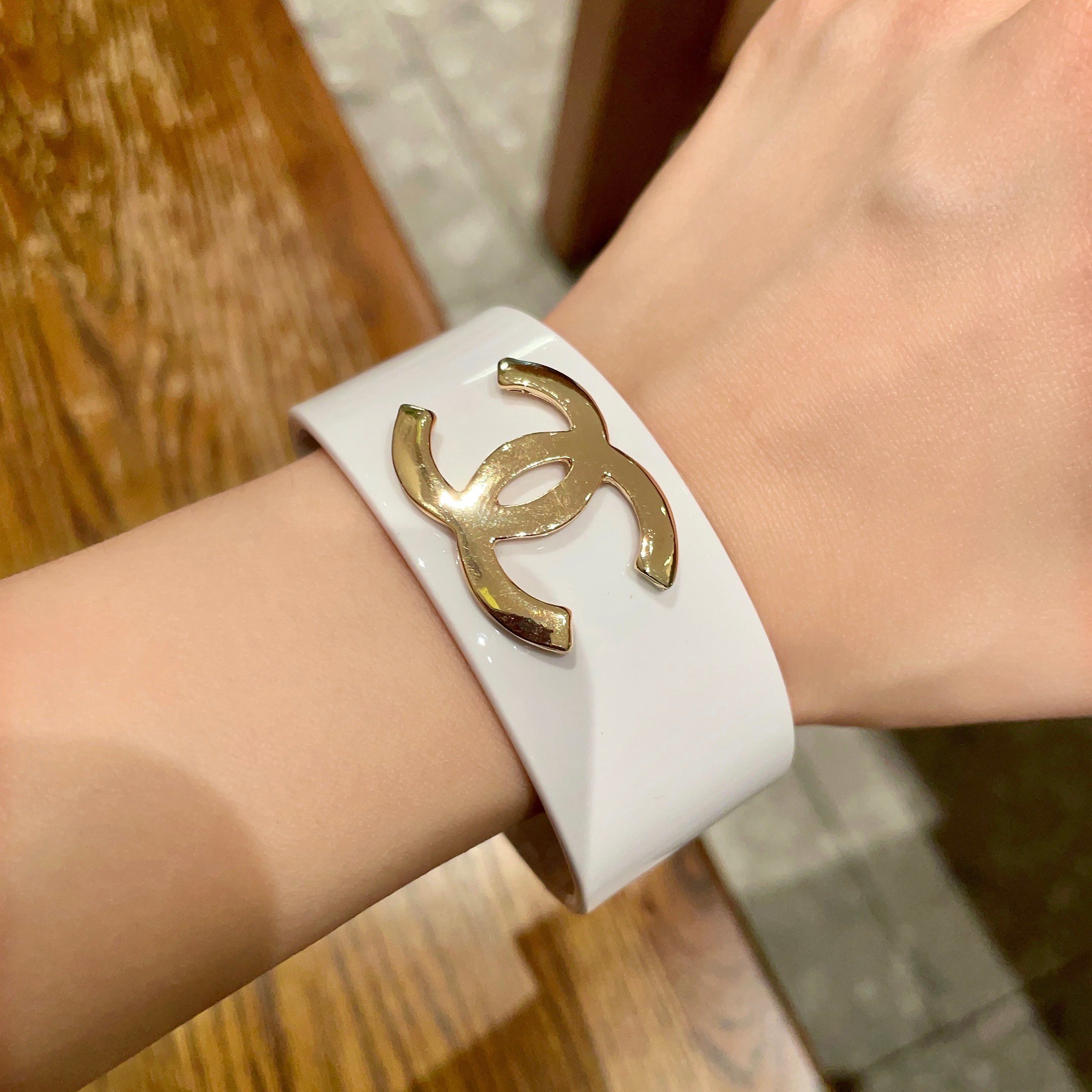 Elegant White & Gold Premium Cuff Bracelet