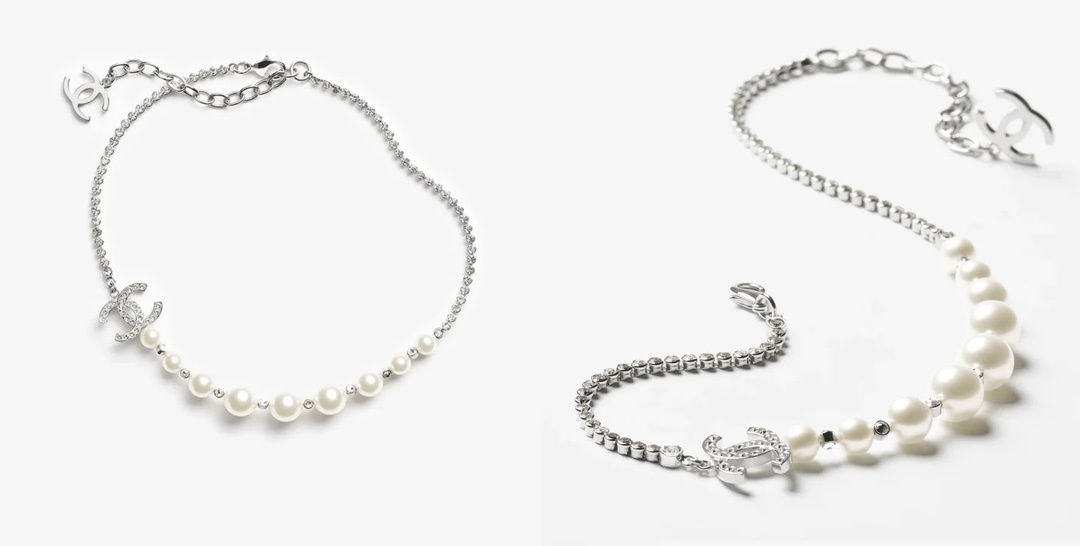 Chanel Silver Pearl CC Choker – Elegant Design