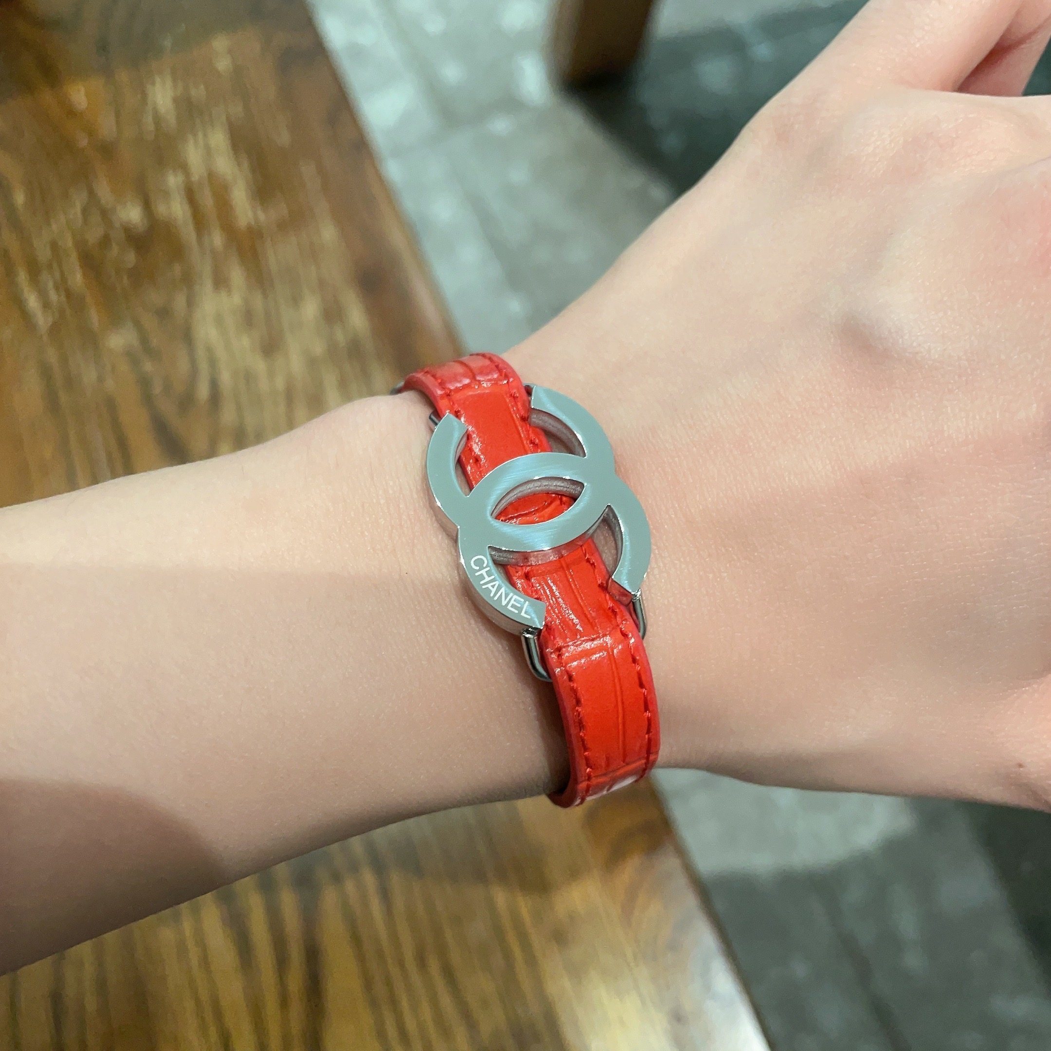 Chanel Inspired Red Leather Bracelet – Premium Quality
