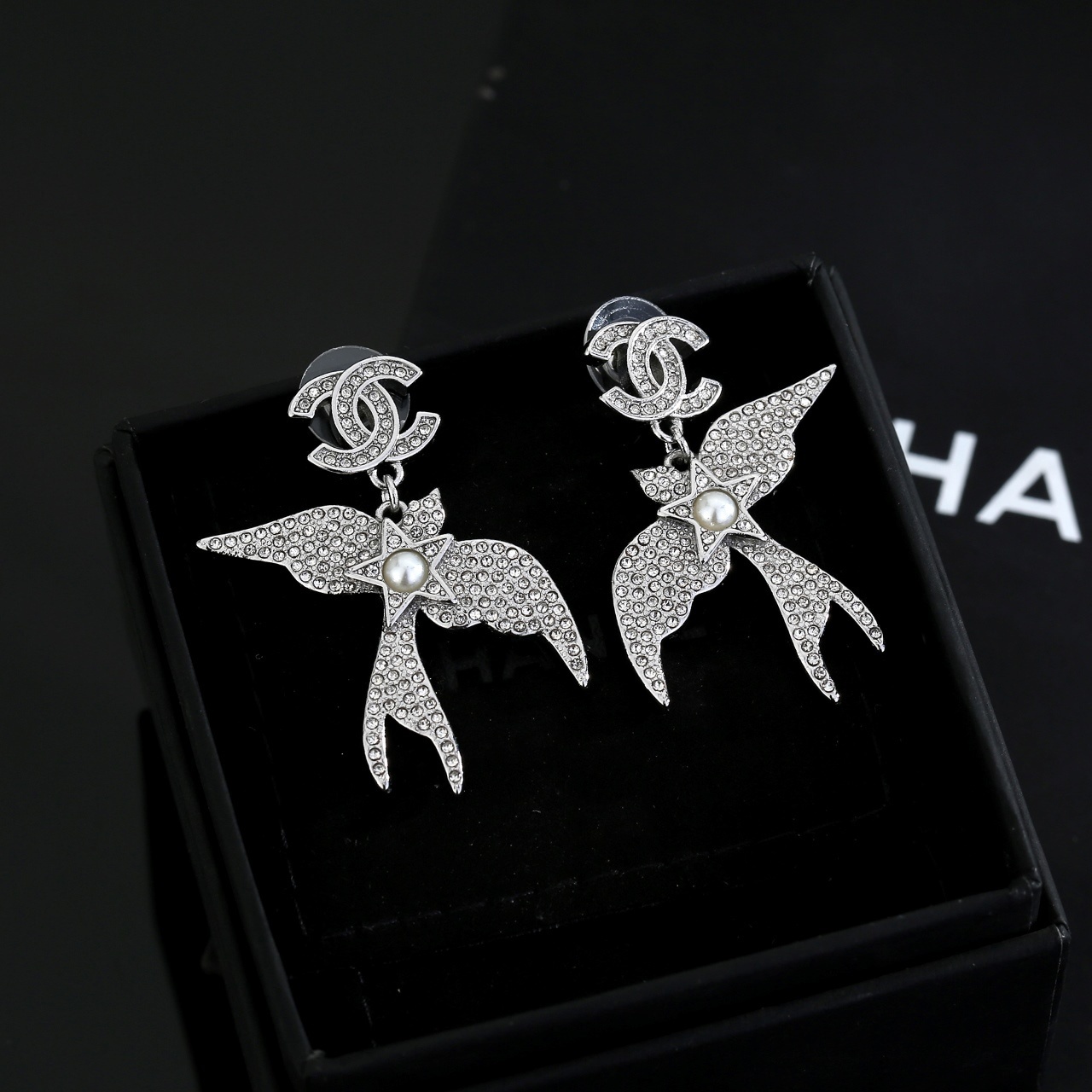 Chanel Silver Bird Earrings – Chanel Silver Bird Crystal Earrings