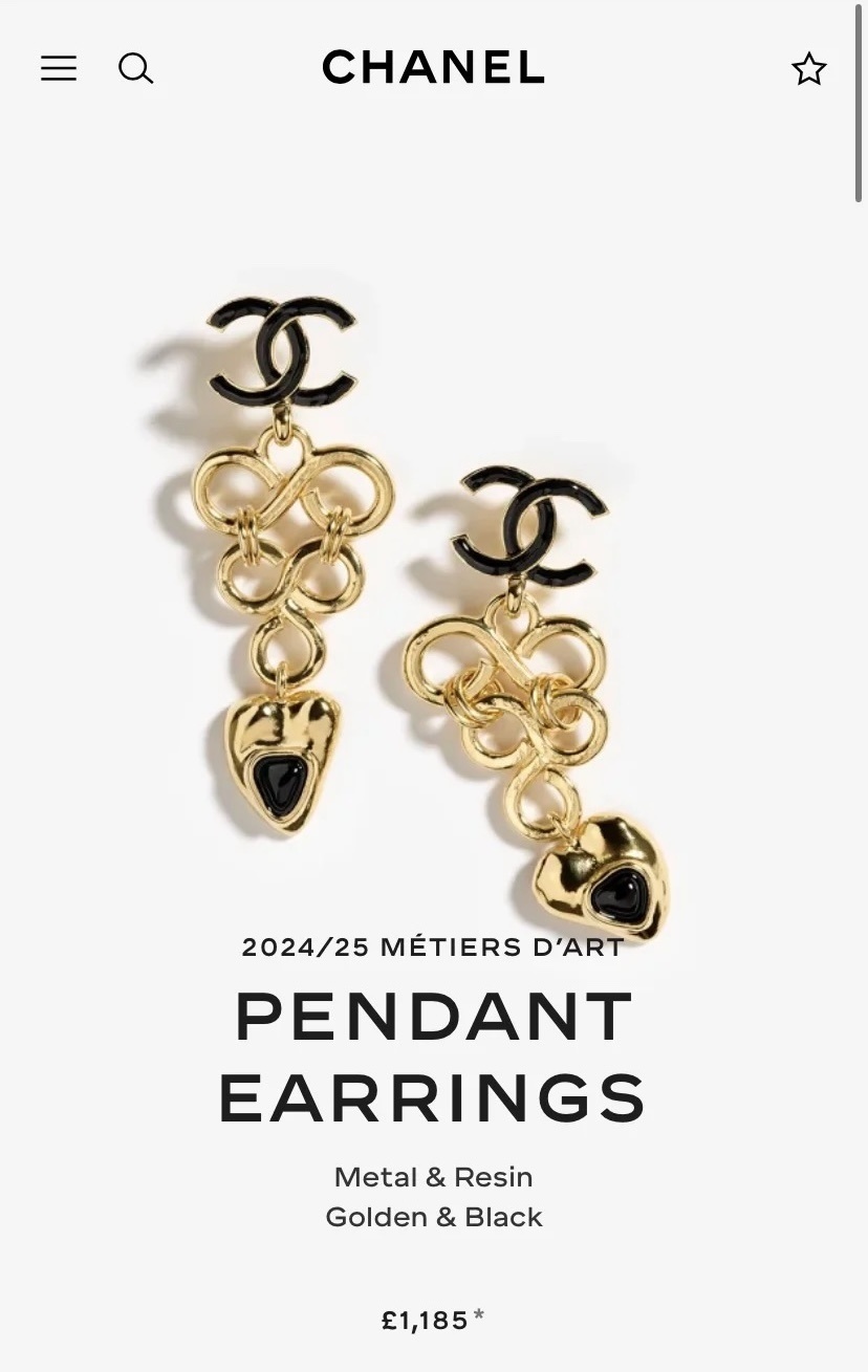 Chanel Gold Black Resin Pendant Earrings – Designer Drop Earrings