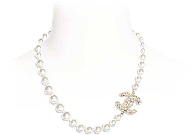 Chanel Pearl CC Crystal Necklace – Chanel Faux Pearl CC Crystal