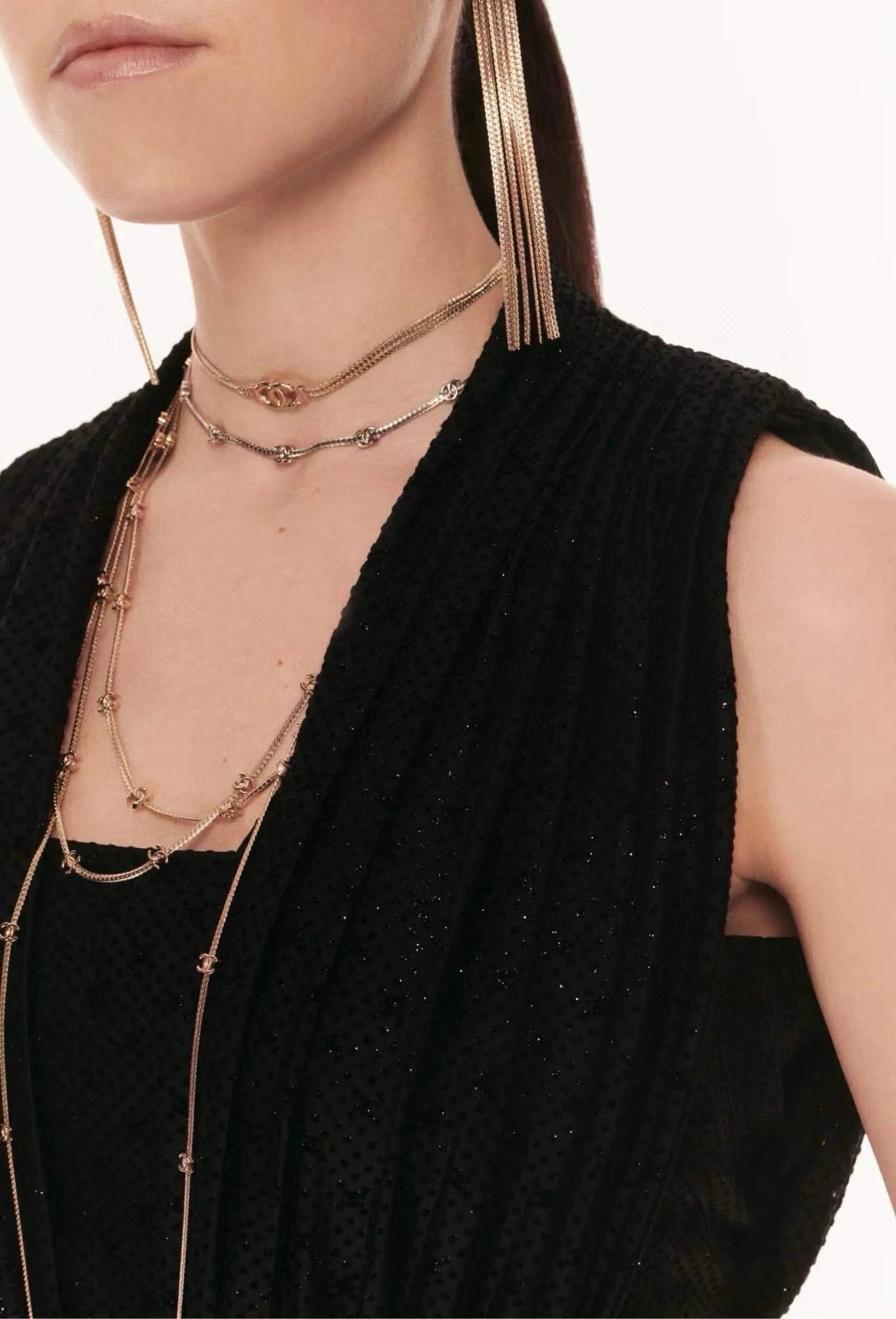 Chanel Layered Gold Chain Necklace – Timeless Elegance