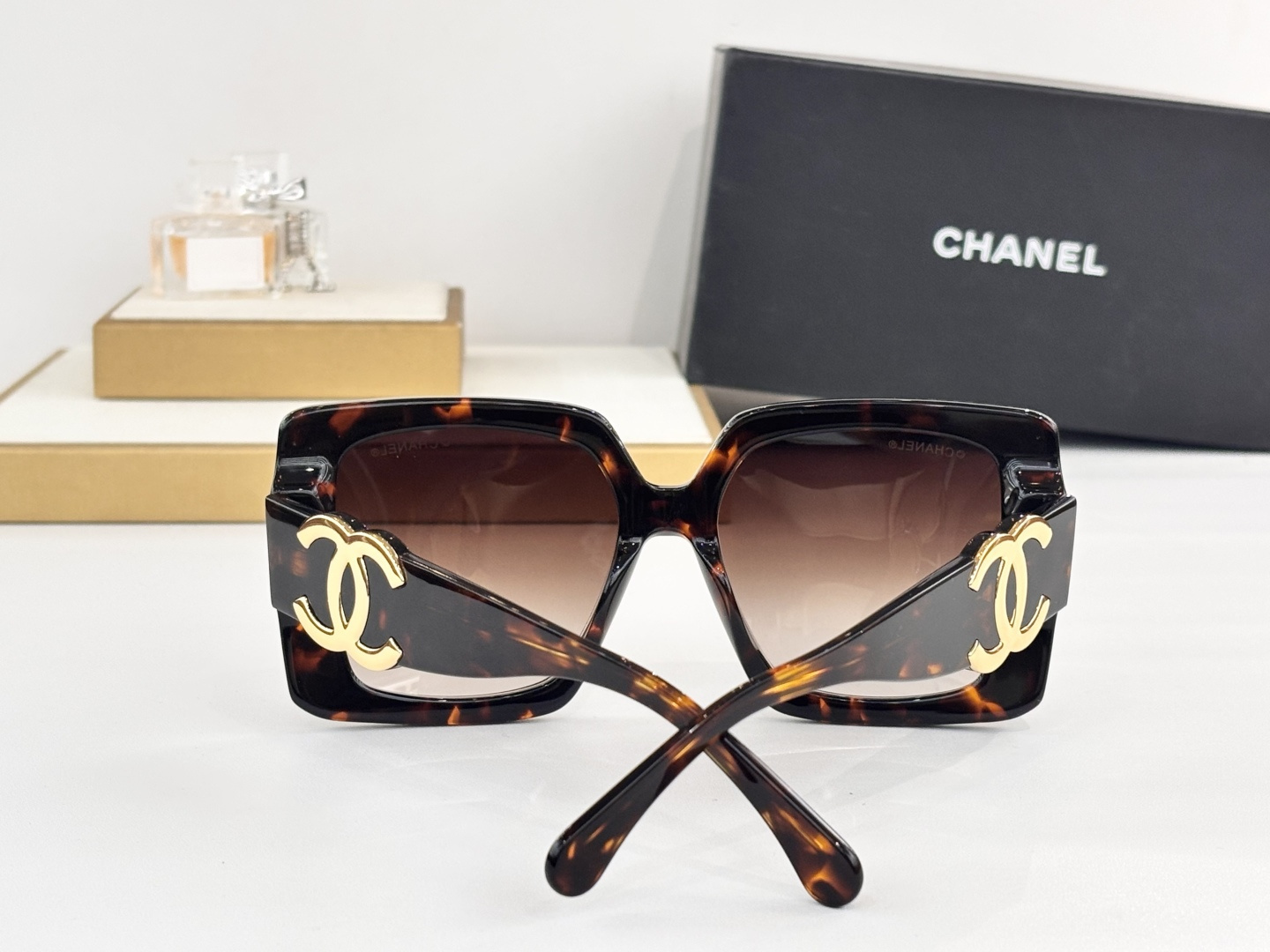 Chanel Luxury Oversized Square Sunglasses with Iconic CC Logo
