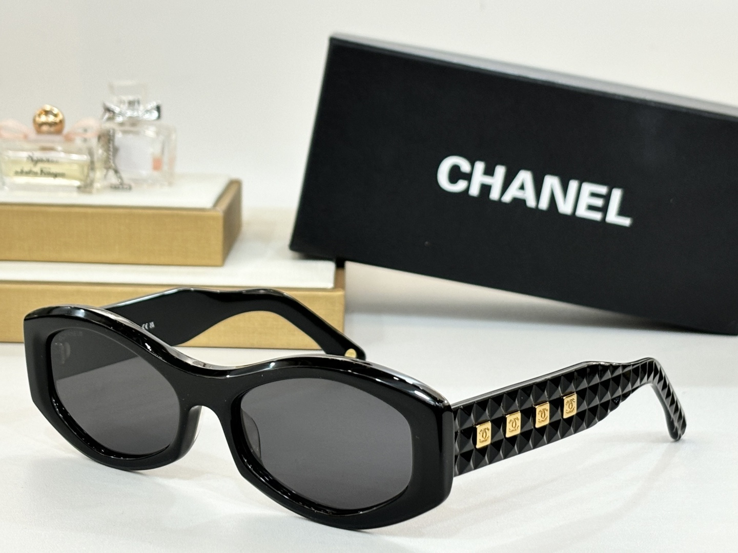 Chanel Luxury Oval Quilted Sunglasses for Women – UV Protection