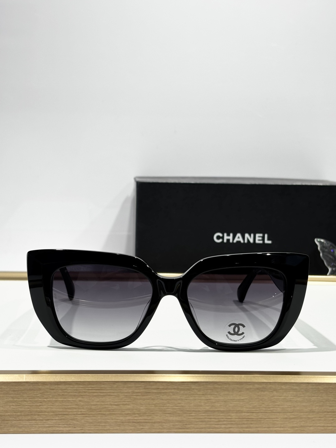 Chanel Oversized Square Sunglasses – Black with Pearl CC Logo