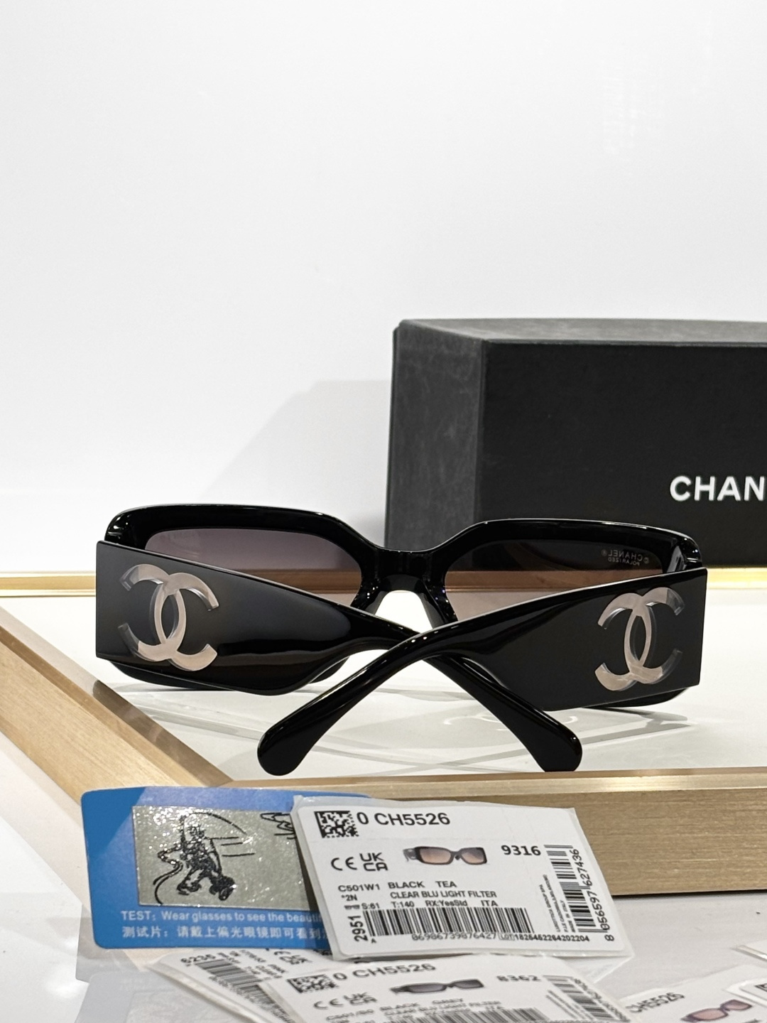 Chanel CH5526 Polarized Rectangular Sunglasses with Large CC Logo