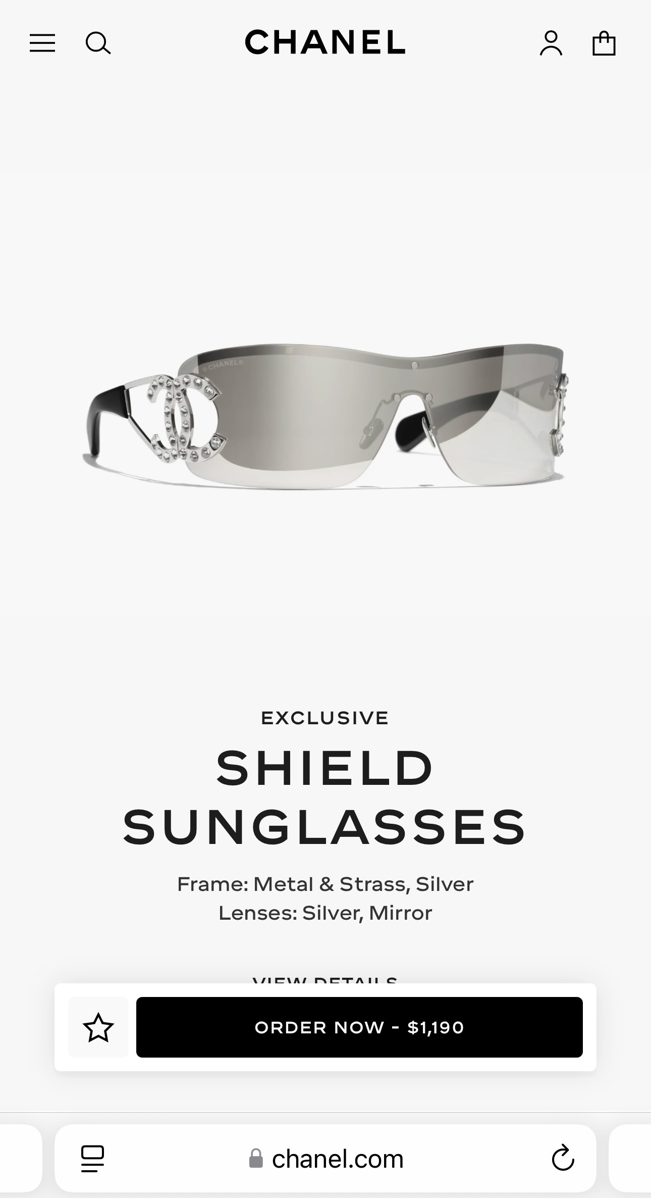 strass Chanel Silver Shield Sunglasses – Chanel Silver Shield