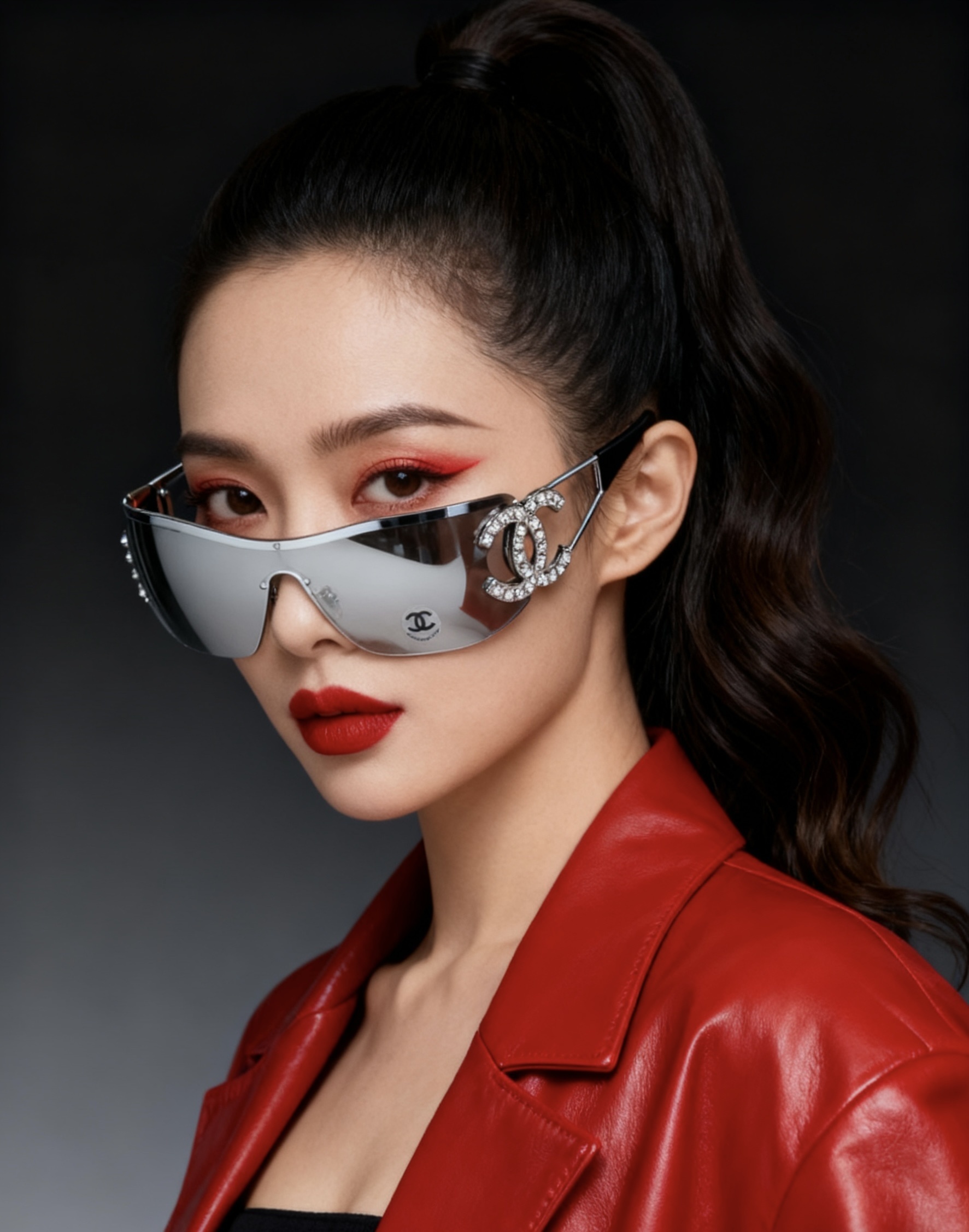 Chanel Exclusive Shield Sunglasses – Silver Metal & Strass Mirror