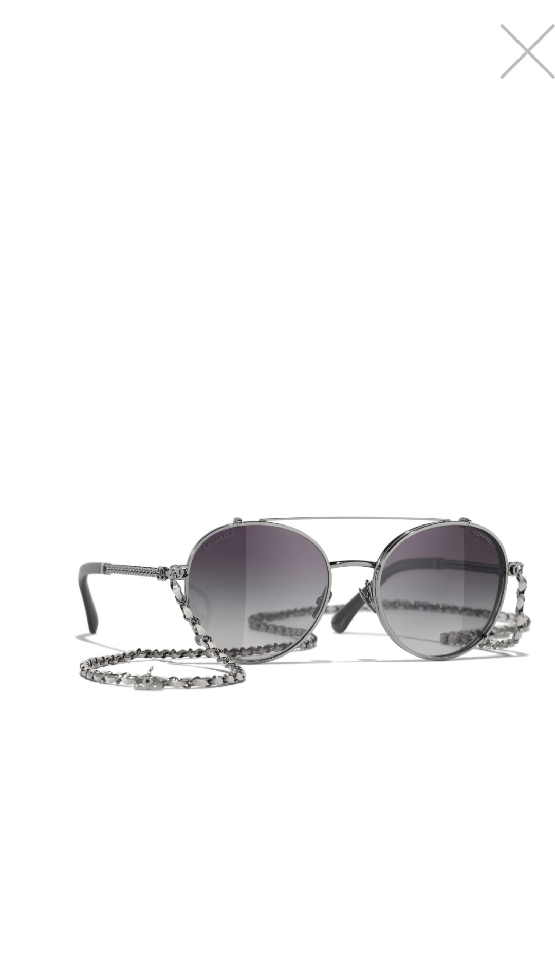 Chanel Round Optical Glasses with Clip-on Sunglasses & Chain