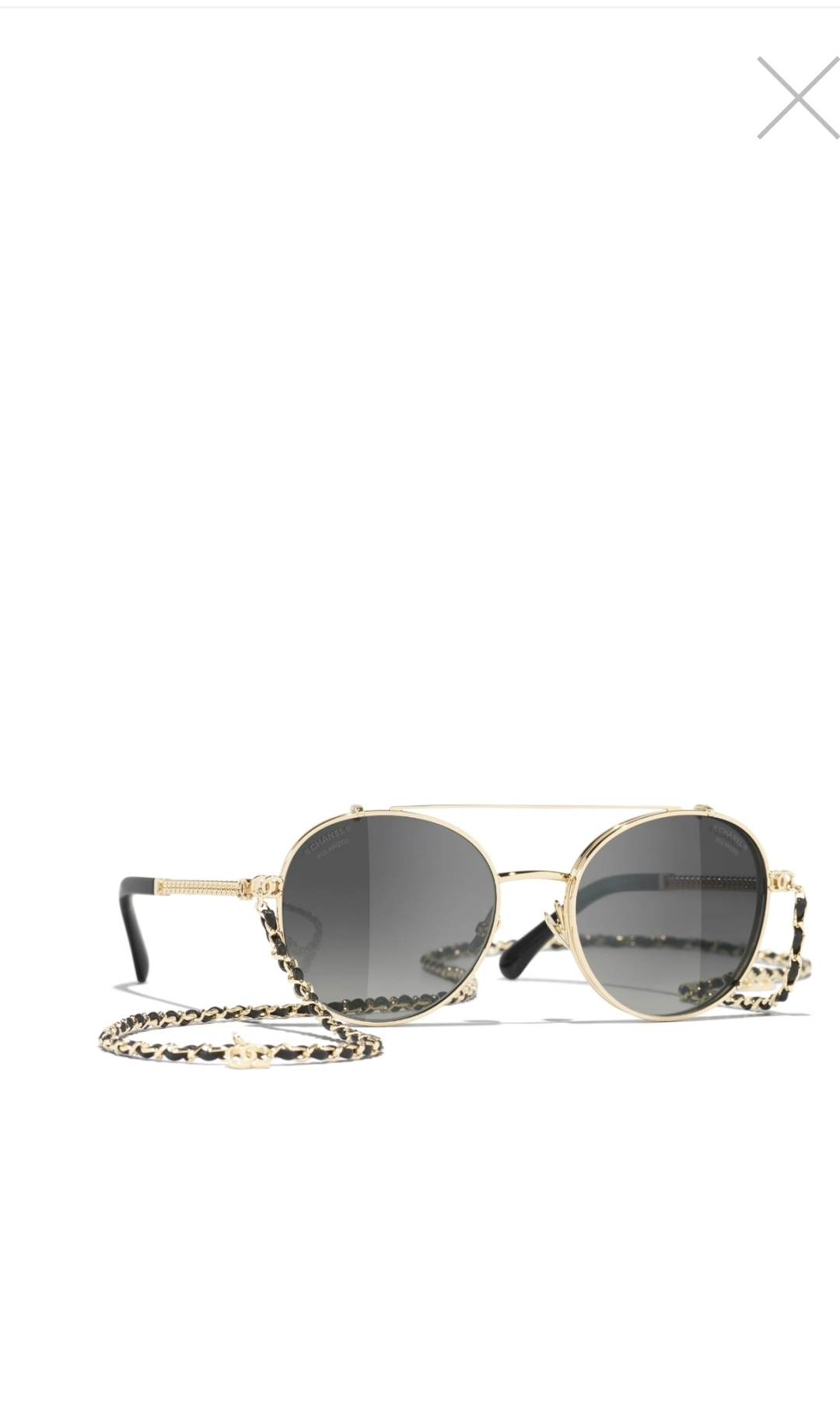 Chanel Round Optical Glasses with Clip-on Sunglasses & Chain